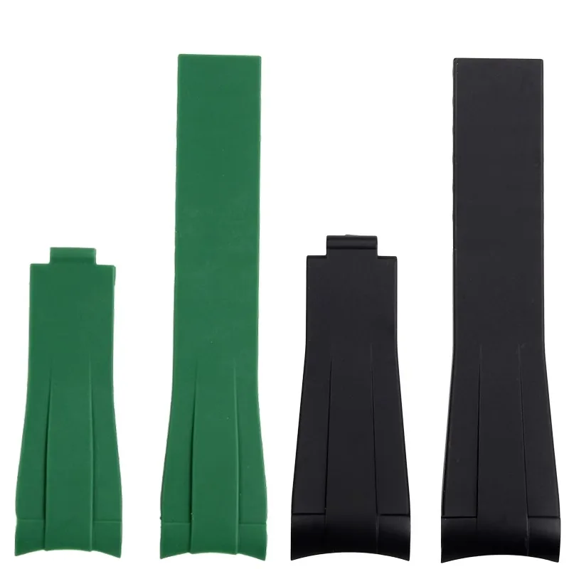 Silicone rubber watch strap 20mm black green blue white brown watchband Mineral watch lens calendar window For Rolex submariner