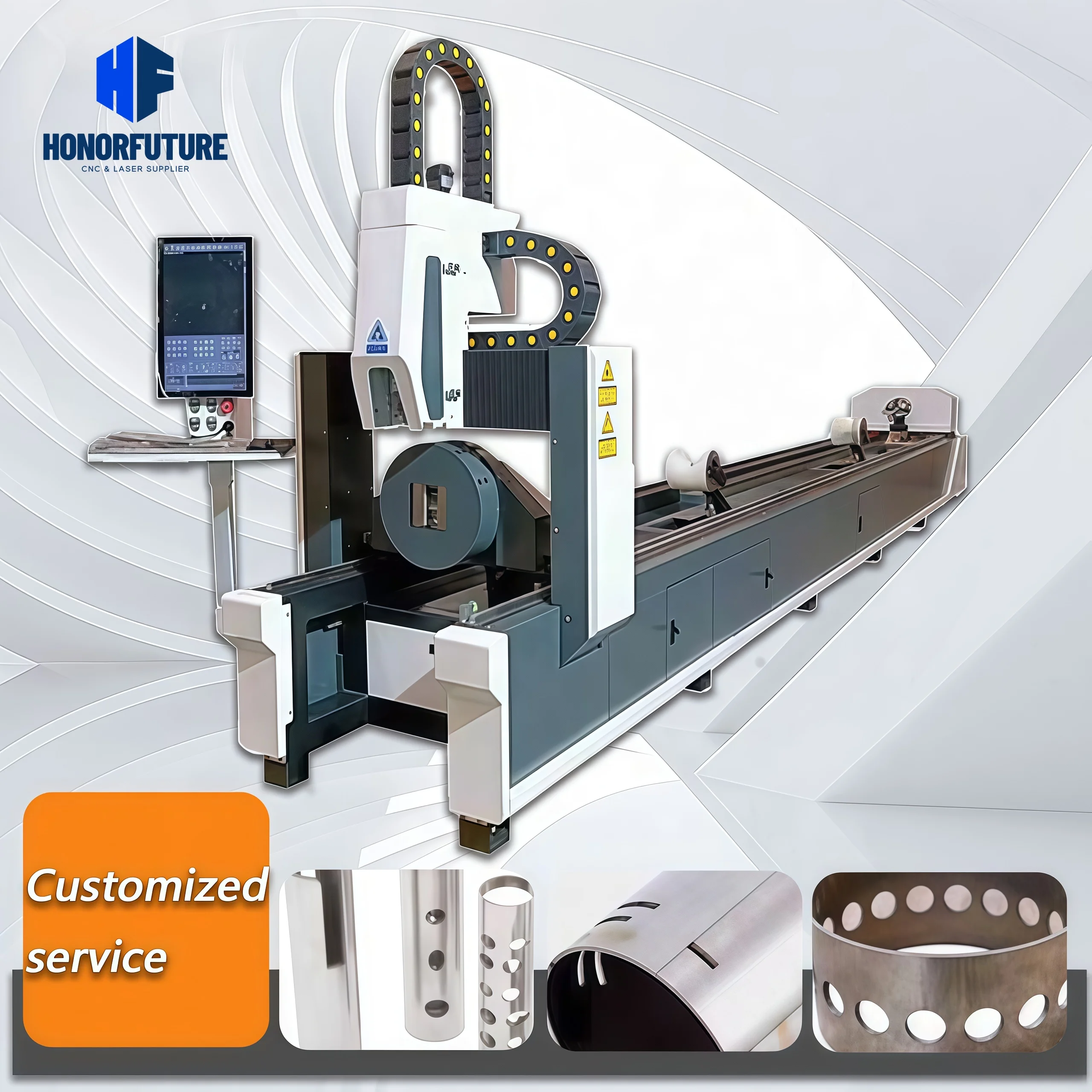Tube Laser Cutting Chuck 120mm Aluminium Profile Single Head Tube Pipe Fiber Laser Cutting Machine
