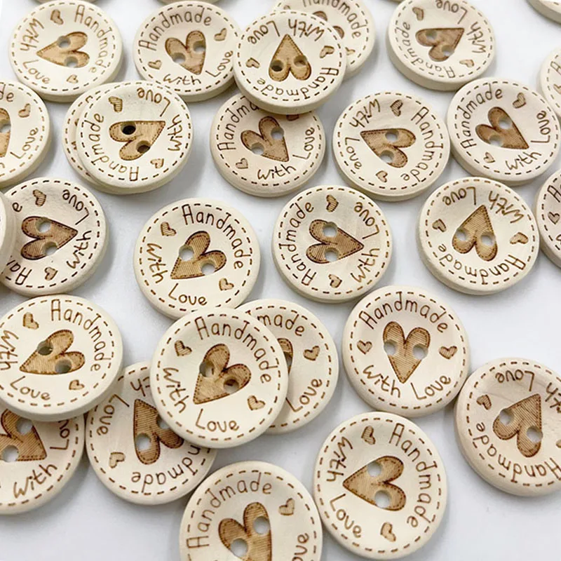 DIY Wood Buttons Sewing Accessories Wooden Craft Supplies Clothing Material Decoration Child Clothing 50 PCS 2 Hole Wood Button