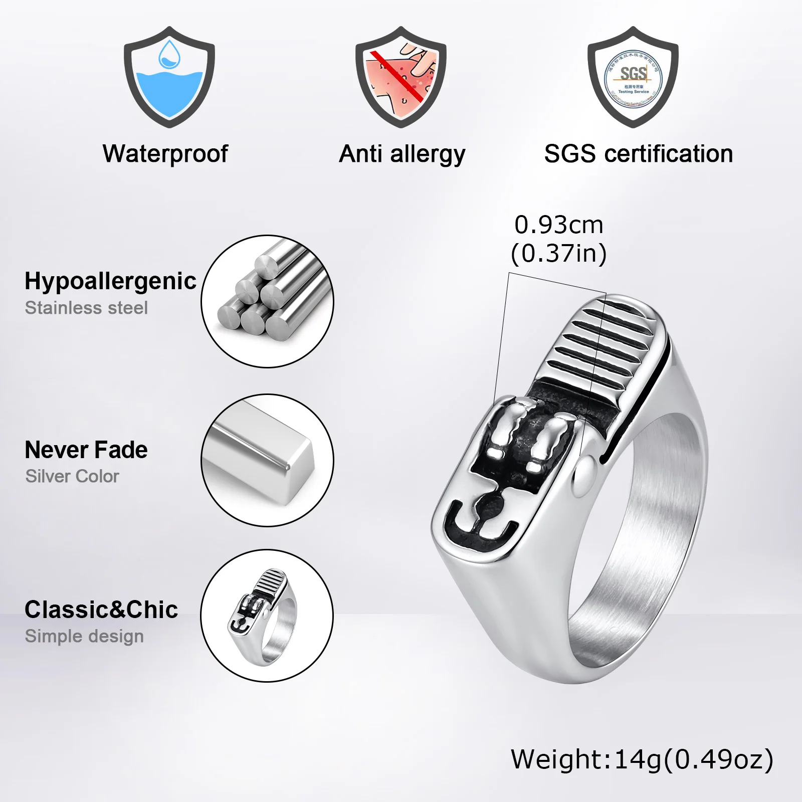Punk-Feuerzeug-Ring für Männer und Jungen, Wasserdichter Edelstahl-Gussring, Neuer Kreativer Einzigartiger Schmuck-Geschenk – Detail 2