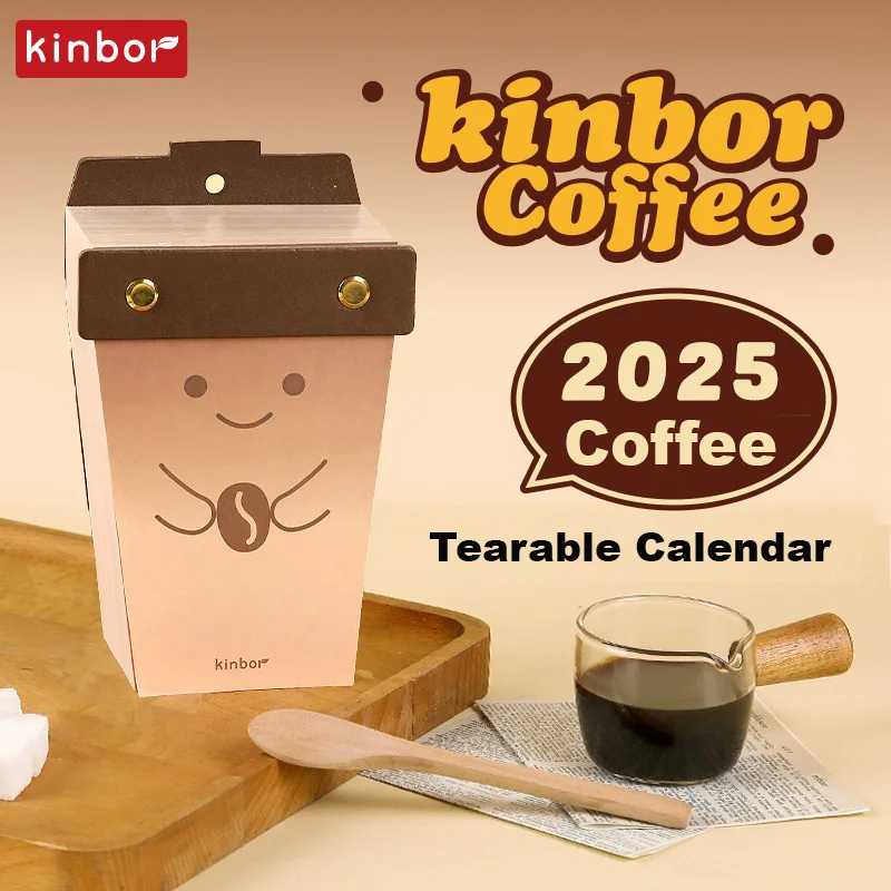 Kinbor 2025 Desk Calendar, Small Standing Tearable Desktop Annual Almanac for Home Office Decor Marked Holidays Handy Stationery