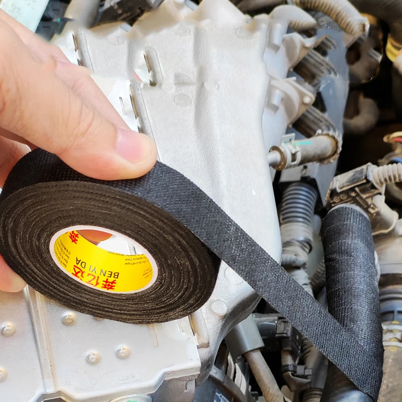 Cinta de terciopelo ignífuga resistente al calor, cinta adhesiva de tela para arnés de cables de coche, cintas de protección de telar de cableado, 15M