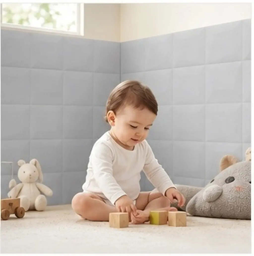 2Pcs Wall Padding Anti-Collision Self-Adhesive PU Panels 13.58 Protective Cushion for Playroom Bedroom Headboard