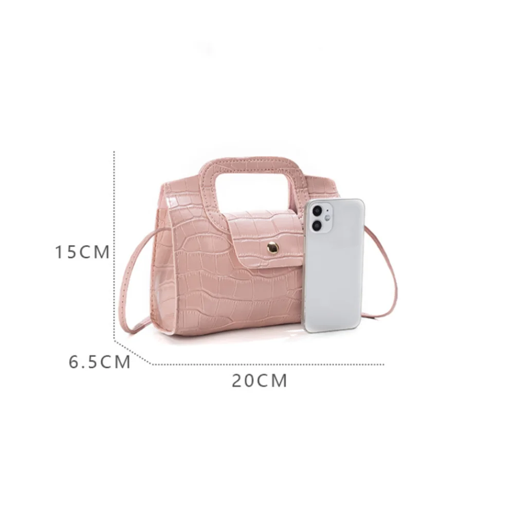 Solid Color Retro Solid Handbag Fashion Square Shape Women Crossbody Bags PU Leather Bag