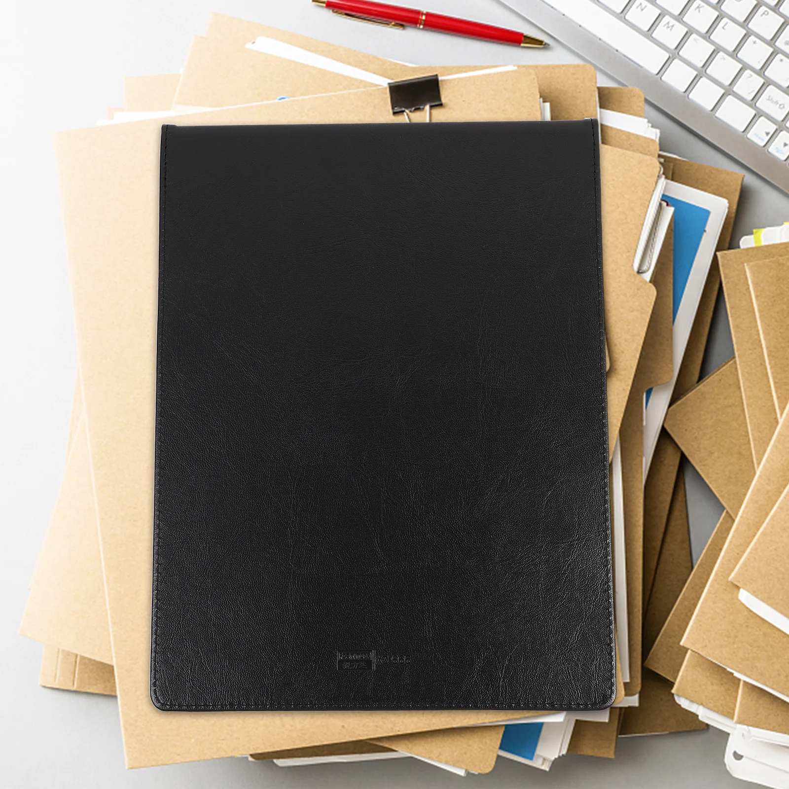 

PU Clipboard A4 File Holder Document Organizer Practical Writing Pad with Pen Holder for Office School Home Use