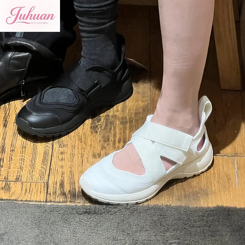 

Японские простые удобные пляжные сандалии Мэри Джейн, женские летние новые летние туфли на платформе для спорта и отдыха, универсальные туфли ниндзя на липучке