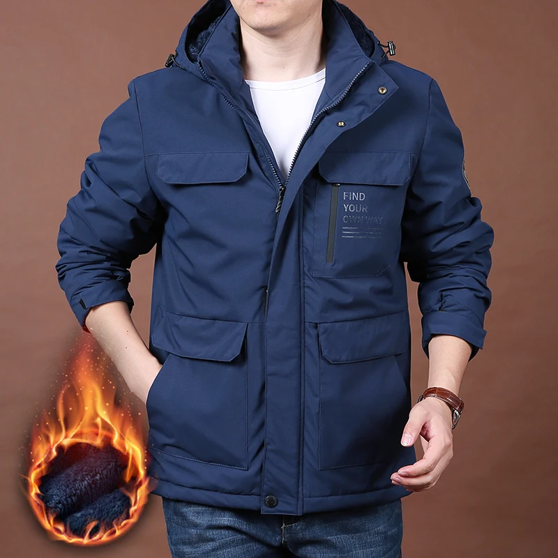 

Мужская зимняя утепленная хлопковая куртка с флисовой подкладкой, для работы на открытом воздухе, свободного кроя, водонепроницаемая, на молнии, цветная