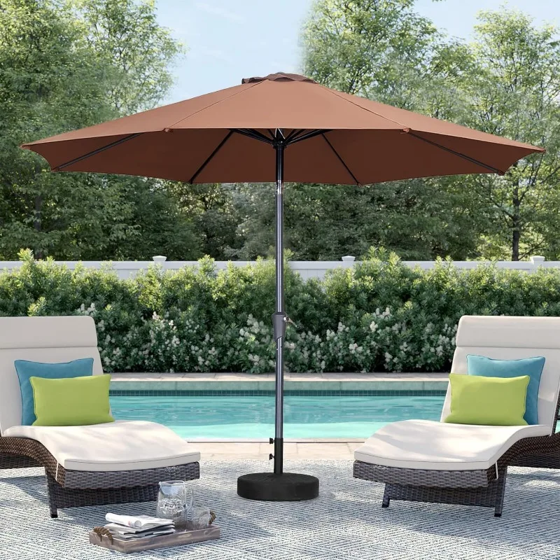 9FT Patio Umbrella Outdoor Table Umbrella,Market Umbrella with Push Button Tilt and Crank for Garden, Lawn, Deck,Backyard & Pool