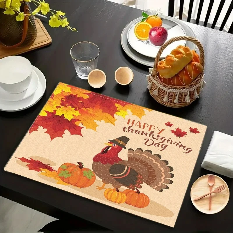 Autumn Maple Leaf Placemat, Acorn Print Dining Mat, Non-slip Heat Resistant Pad, Fall Table Decor
