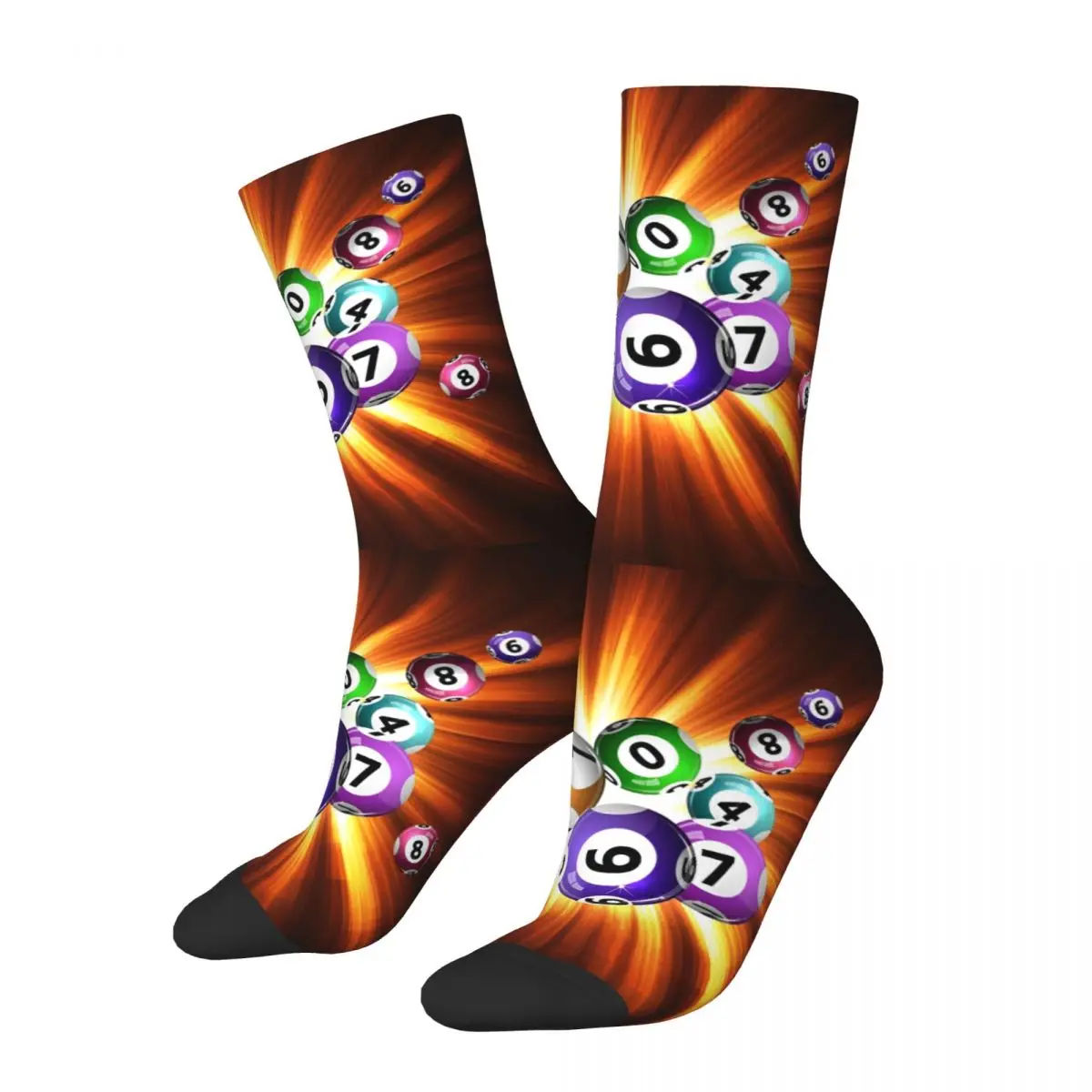 Crazy Design Bingo Balls Game Basketball Socks Polyester Long Socks for Women Men Sweat Absorbing