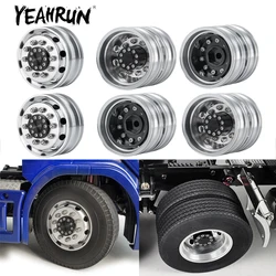 YEAHRUN Aluminum Alloy Front Rear Wheel Rims Hubs for Tamiya R620 1/14 RC Tractor Trailer Truck Model Upgrade Parts