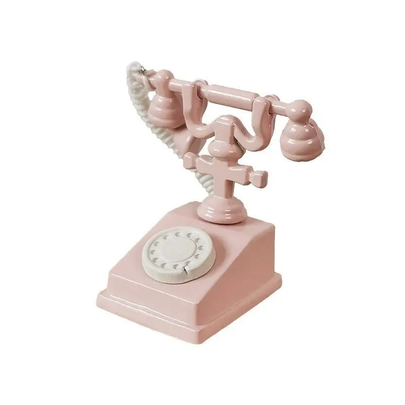 1:12 Dollhouse Miniature Simulation Telephone Retro Mini Phone Model Exquisite Craft for Doll House Decor Collection Hobby view 5