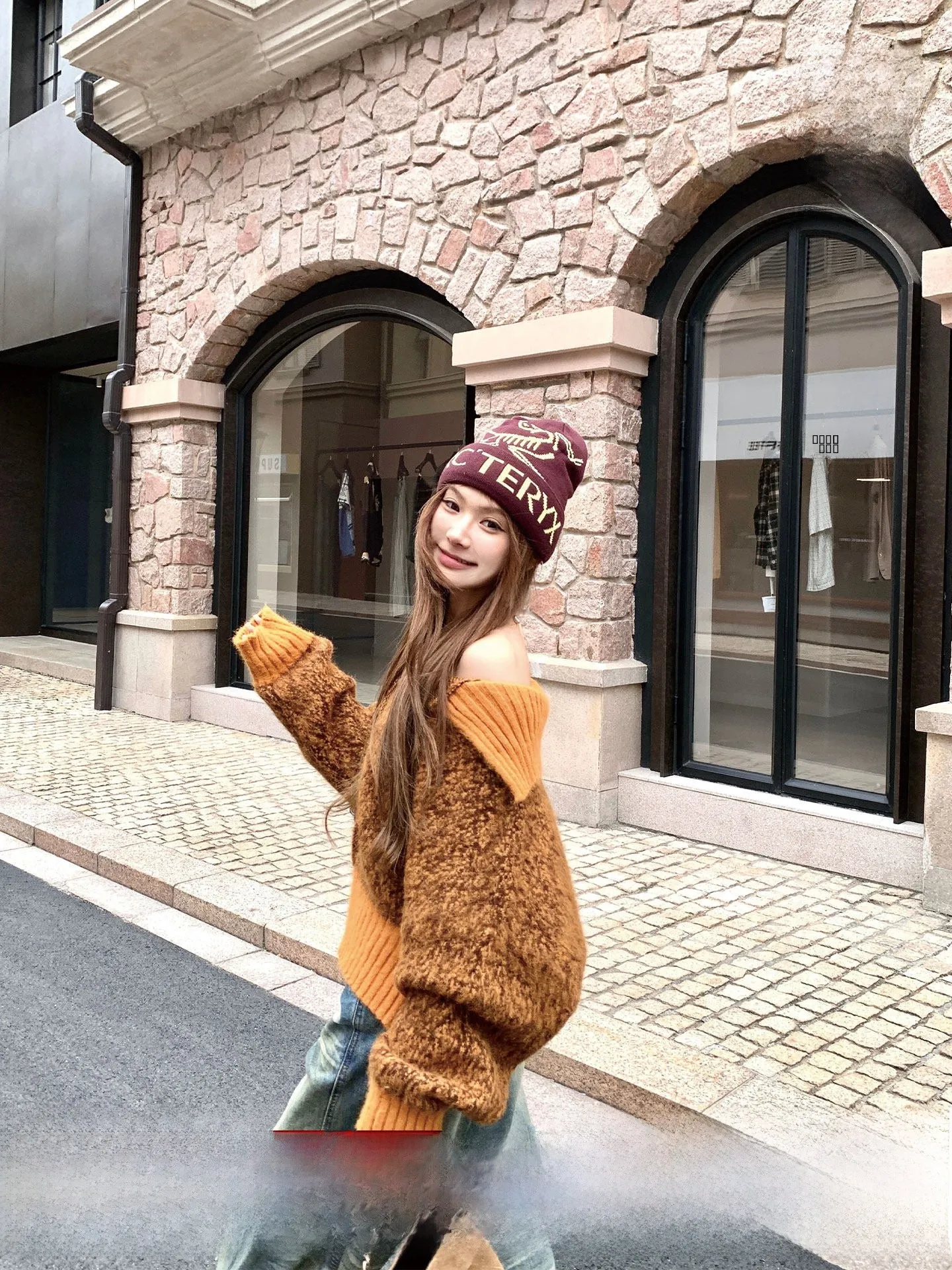 

Laid-ba Oversized Woolen Sweater Coat High Collar Fce Vintage Sle Women's Outerwear Long Sve Warm Casual Faion