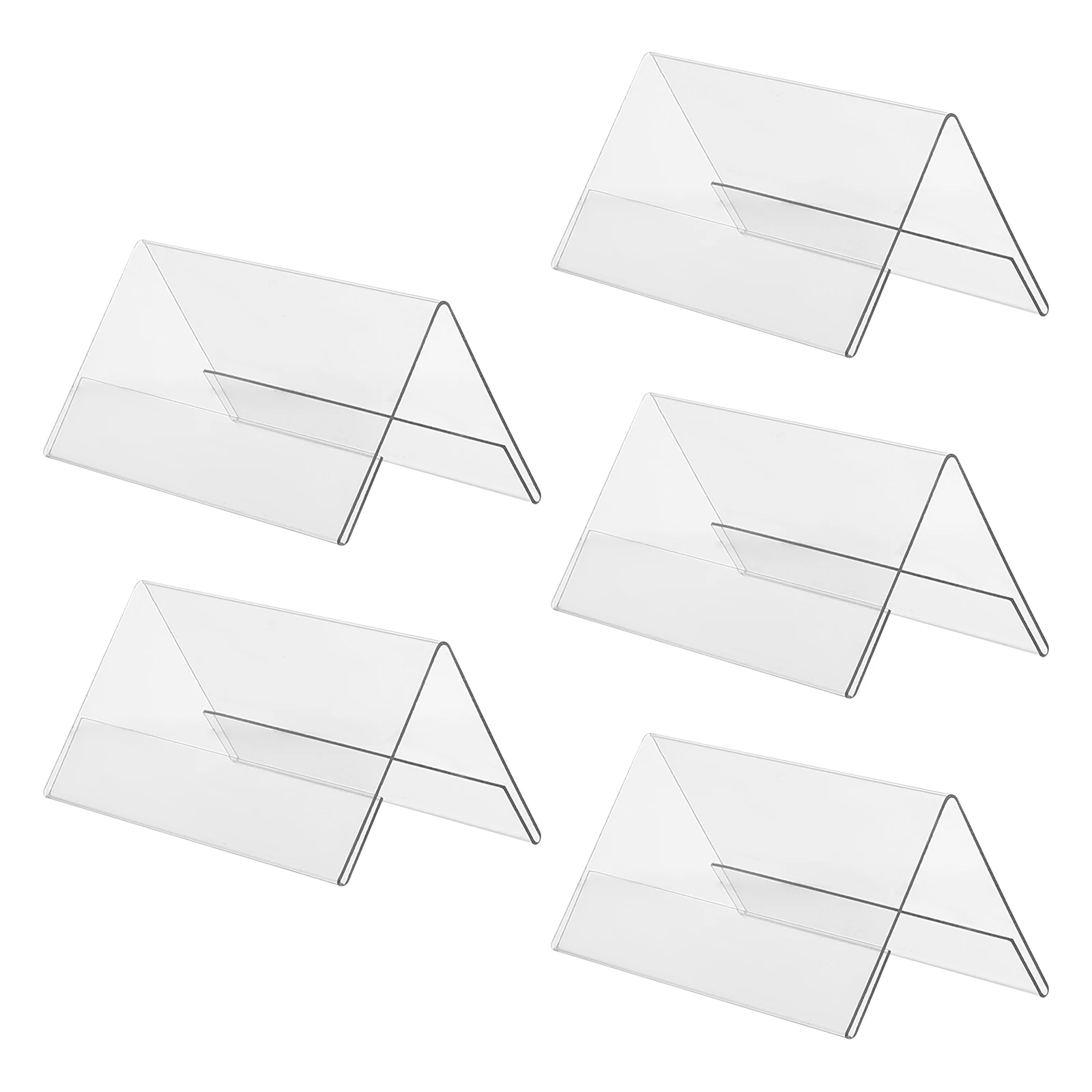 5pcs Acrylic Board 200x100mm Clear Double-sided Holder Desk Name Plate Clear Double-Sided Show Cards Conference Sign Rack