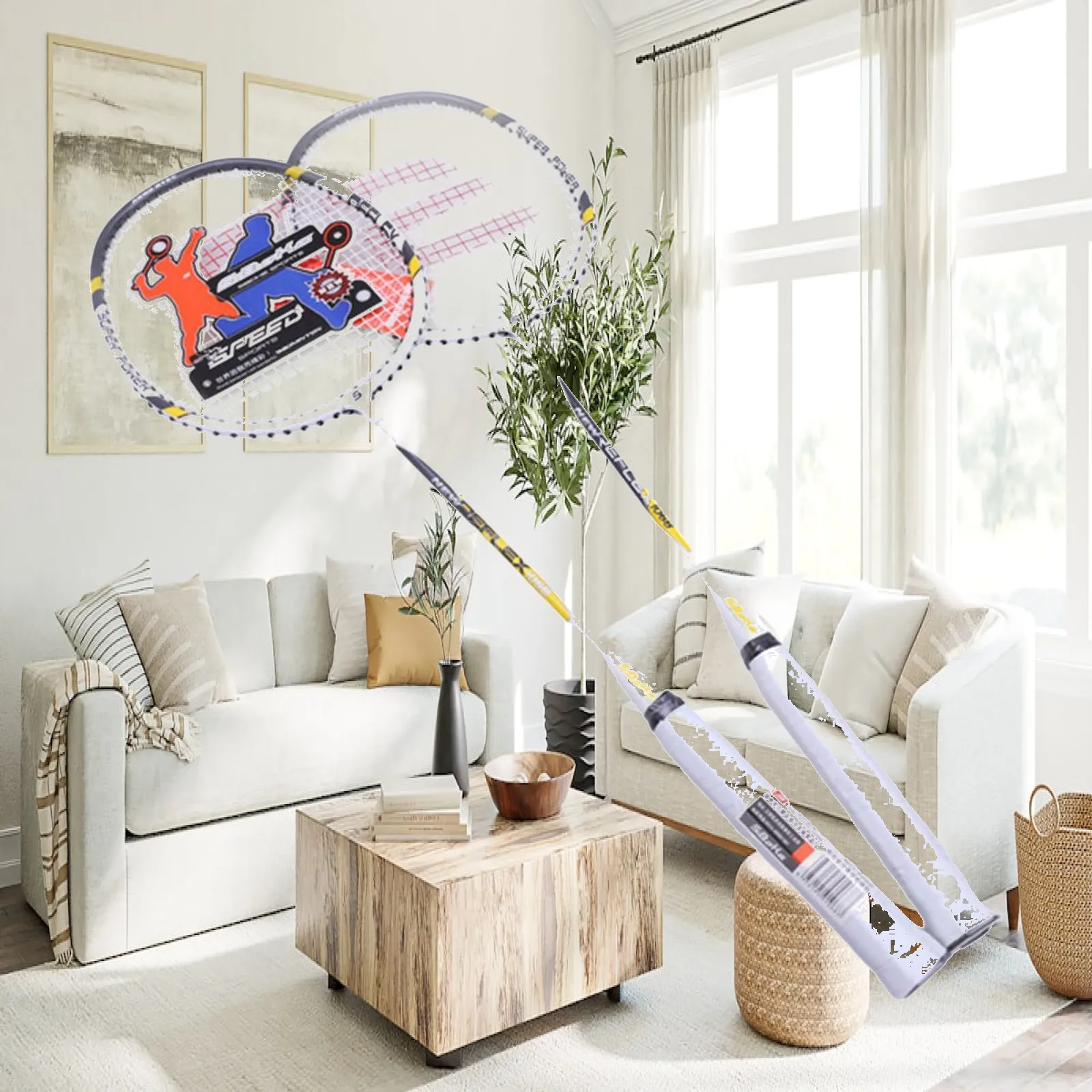 2 Pieces Badminton Racquet Set Badminton Rackets Portable Professional Lightweight Parentchild Interactive Toys for Outdoor