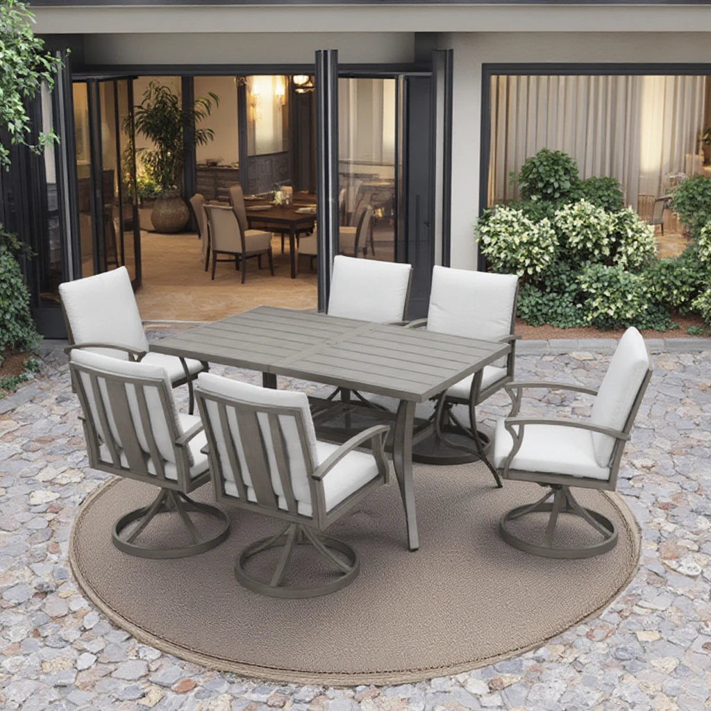 

UL-Certified Bulk Aluminium Outdoor Dining Furniture Sets for Restaurants Hotels Resorts Fast US Warehouse Shipping Schools