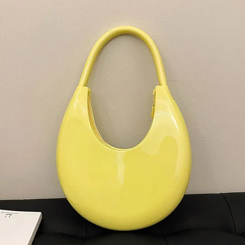 Solid Color Simple Fashion Versatile Women's Round Underarm Bag High-quality Trendy Plastic Single Shoulder Female Bags