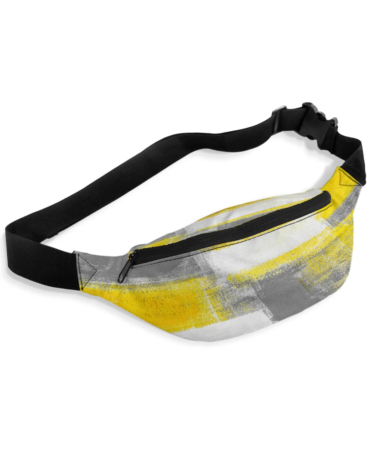 Oil Painting Abstract Geometric Yellow Gray Men Women Waist Bag Fanny Pack Belt Bag Wallet Pouch Waterproof Banana Hip Bags