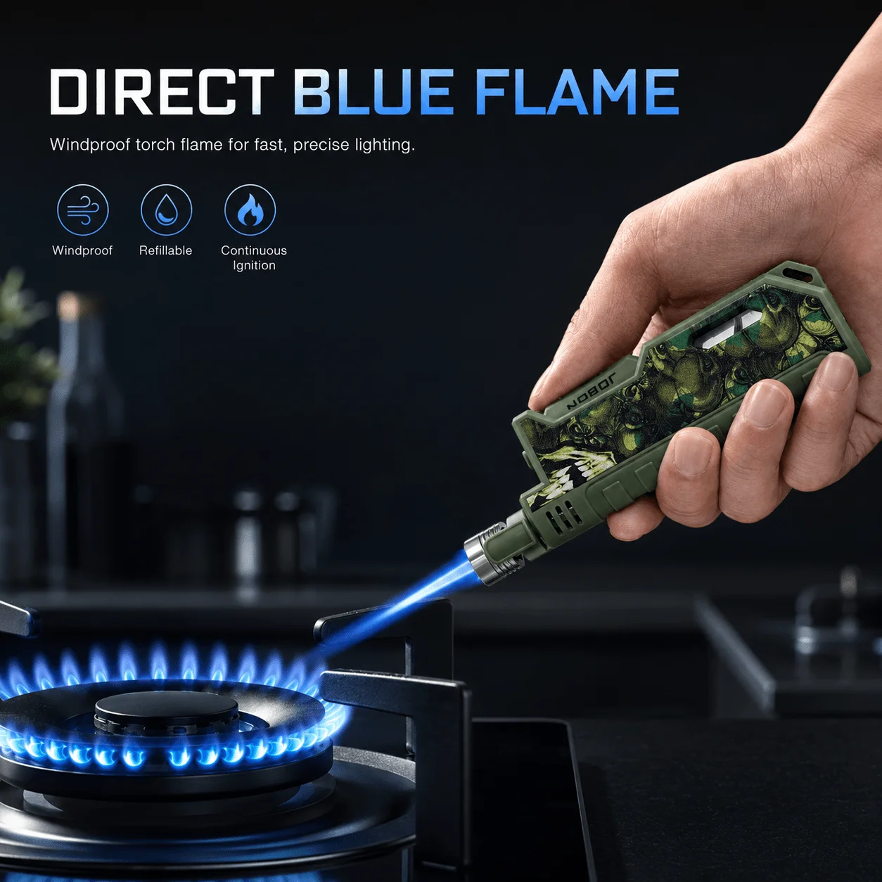 ไฟแช็คแก๊สบิวเทนสีน้ำเงินเมทัล - Lighter Windproof บทวิจารณ์และราคา