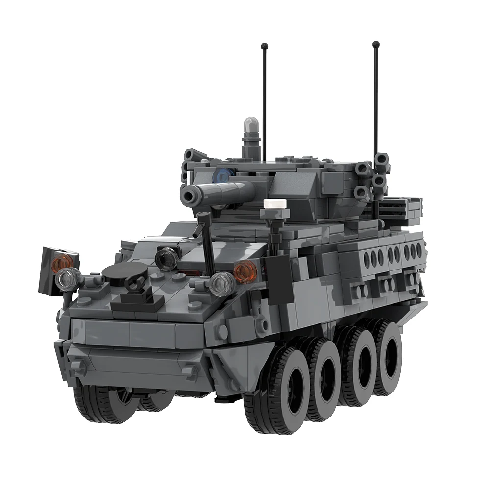 Gobricks MOC 1:35th Scale Dragoons Military Armored Tank Building Block set War Vehicle M1296 Stryker ICVV-D Education Brick Toy