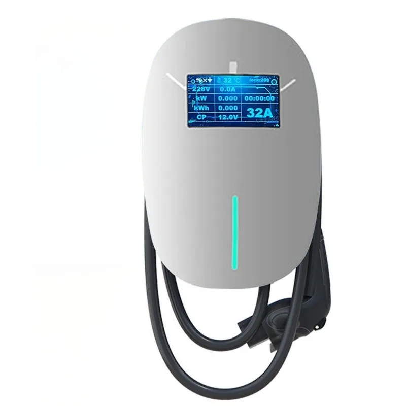Home 7KW 32A Wall Mounted Ev Charger Level 2 Fast Charging Station Nfc App Enabled For Electric Cars Safety Protection