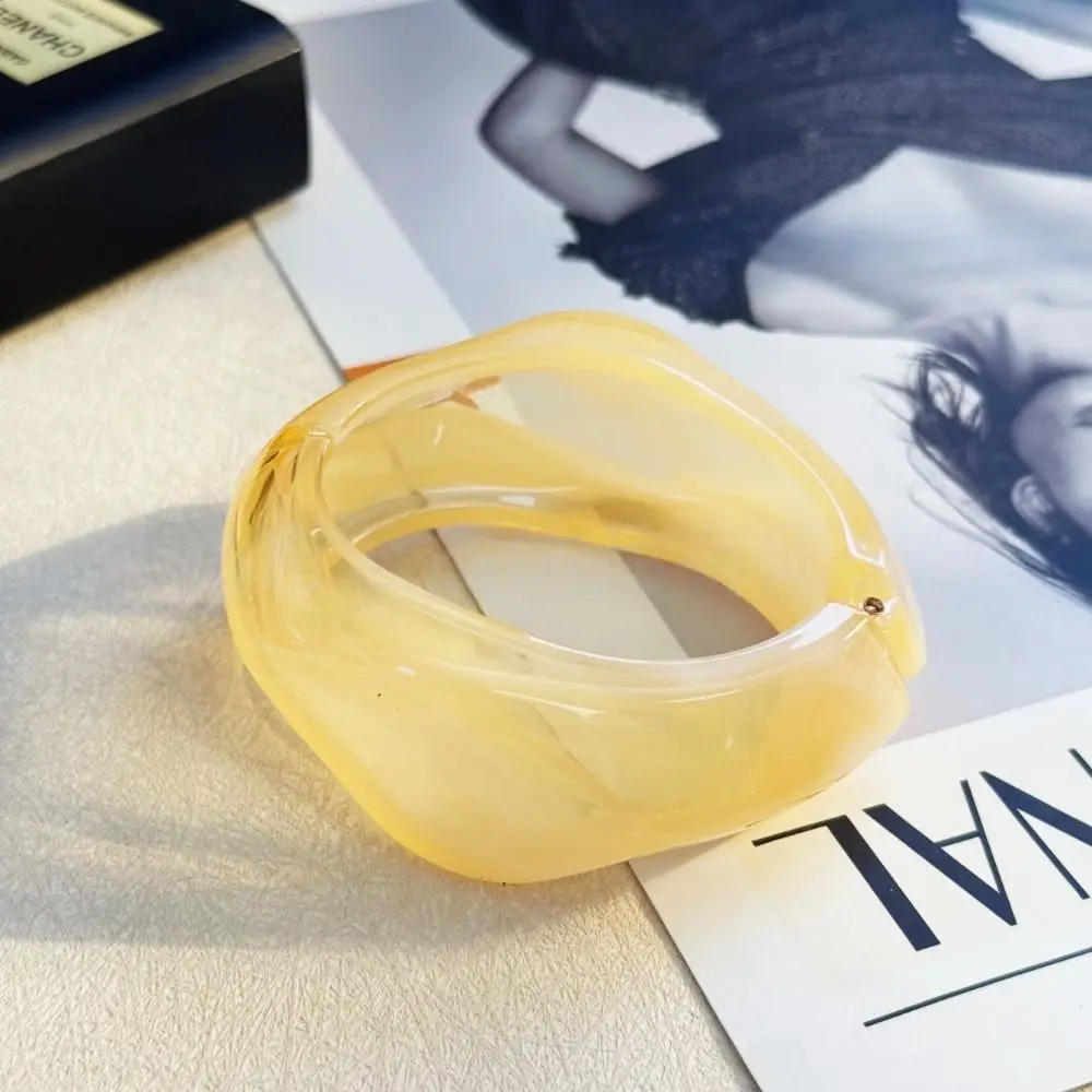 Irregular Shape Exaggerated Bangles Colorful Smudging Vintage Style Acrylic Wristband Open Design Comfortable To Wear
