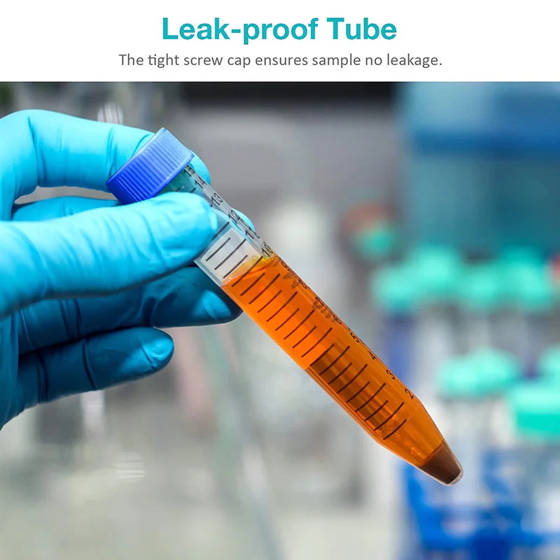 15ml Transparent Screw Cap Centrifuge Tubes with Scale Free-standing Centrifuge Tube Laboratory Vial Container