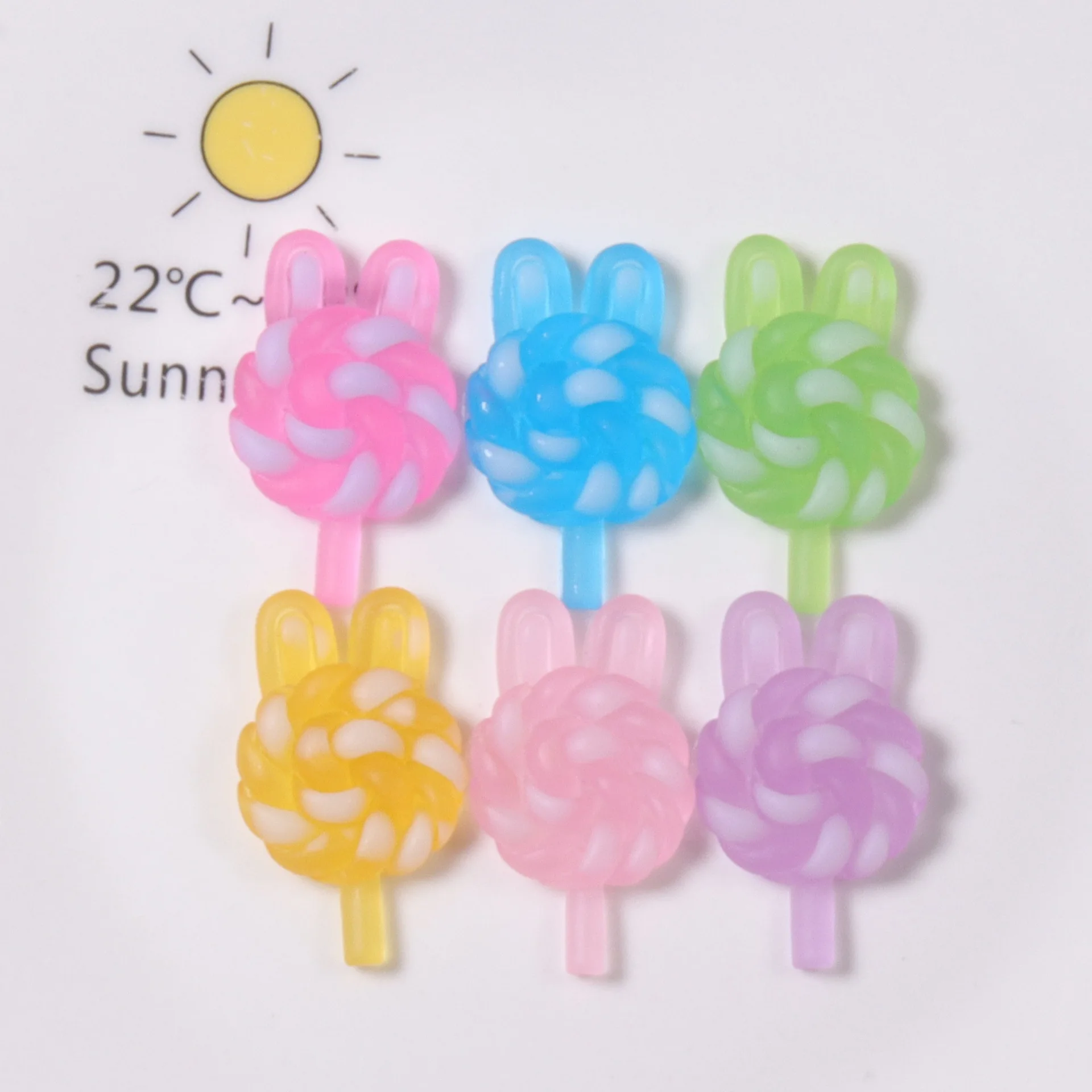 10pcs Lovely Rainbow Sweet Lolly Resin Cabochons Flatback Cute Simulated Food Slime Charms for Girls Headwear DIY Scrapbooking