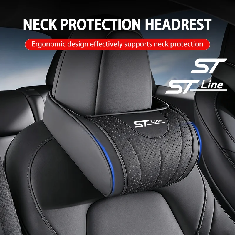 Car Seat Headrest Travel Rest Neck Pillow Protect Neck Support Lumbar Waist Support Cushion for Ford ST Line MK3 MK4 Kuga Fiesta
