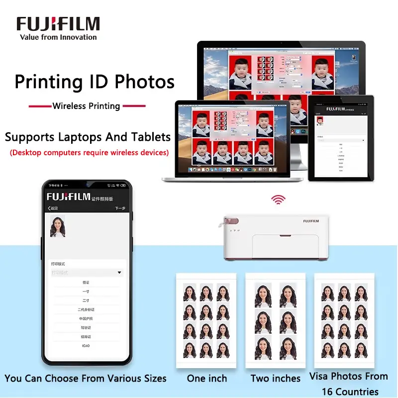 طابعة Fujifilm Princiao Smart II جديدة، طابعة صور للهواتف المحمولة، محمولة، تطبيق WIFI، طباعة حرارية بالتصعيد، صور هوية - 4
