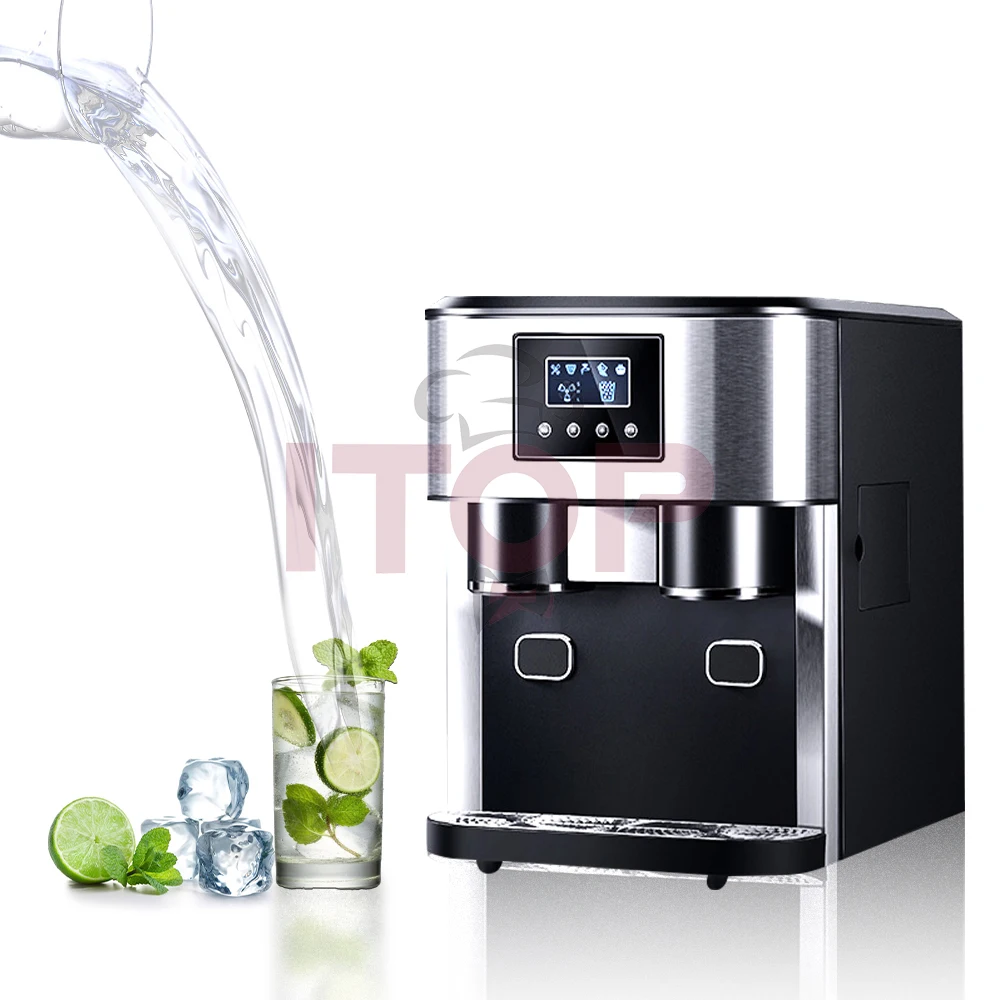 

220V Desktop Ice Cube Making Machine 16Kg/Day Home Mini Portable Making Ice Block Maker Water Cooler Freezer