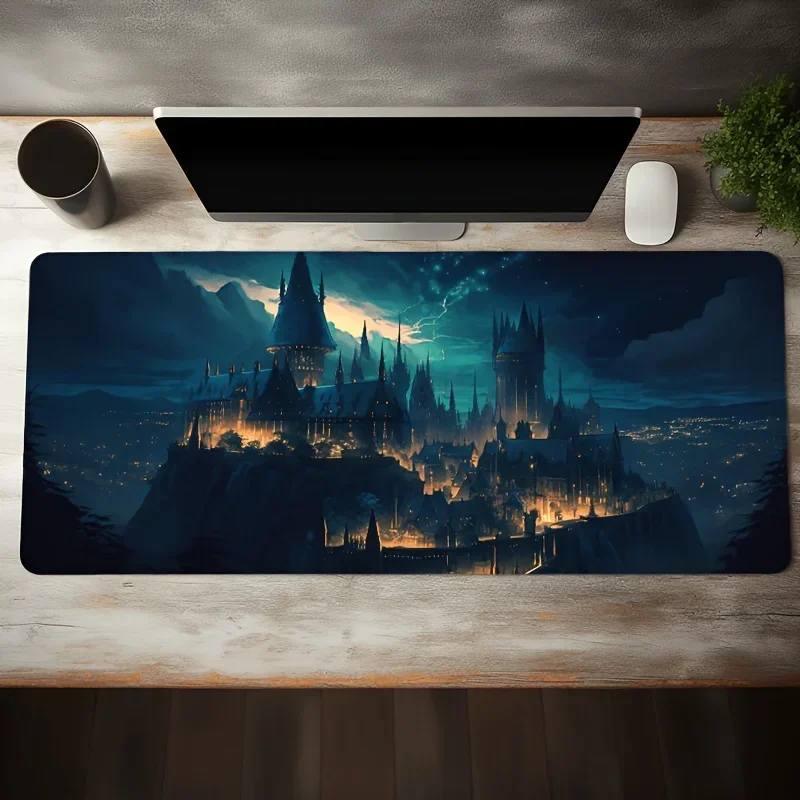 Large Mouse Pad 900x400 Black Enchanted Castle Non-Slip Rubber game Desk Mat for Office Gift for work gamers Gaming accessories