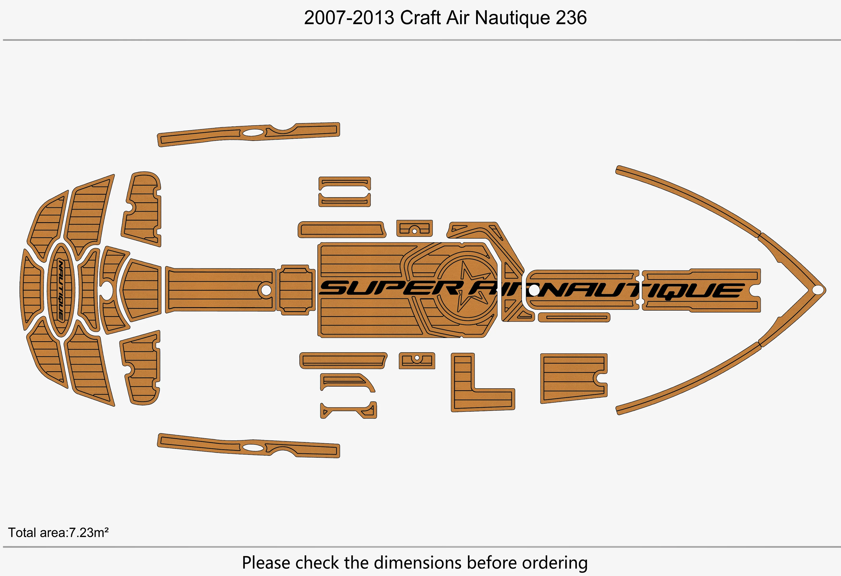 Anti-Skid EVA Faux Teak Self-Adhesive 6mm Boat Deck Pad for 2007-2013 Craft Air Nautique 236 Yacht Cockpit Durable Marine Floor