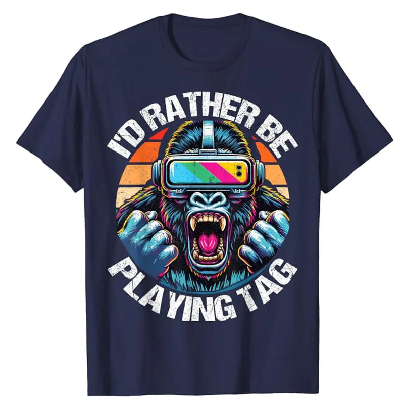 Voglio giocare con Tag Gorilla Monke Tag Gorilla VR Gamer t-shirt Cute Gaming Fantasy sarcasmo dicendo Tee top abiti grafici