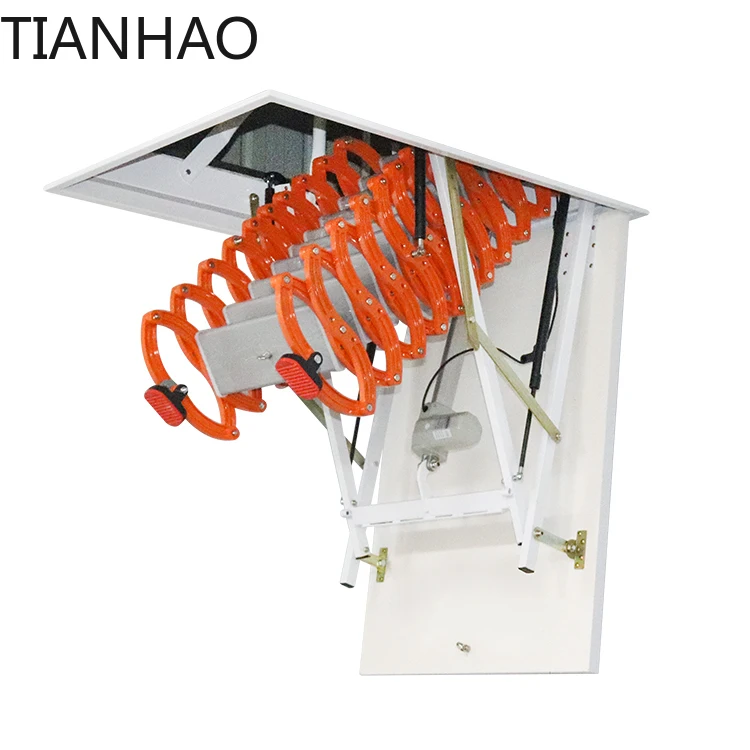 Thickened electric telescopic ladder Automatic alloy Invisible lifting staircase Household stretching villa Duplex folding ladde