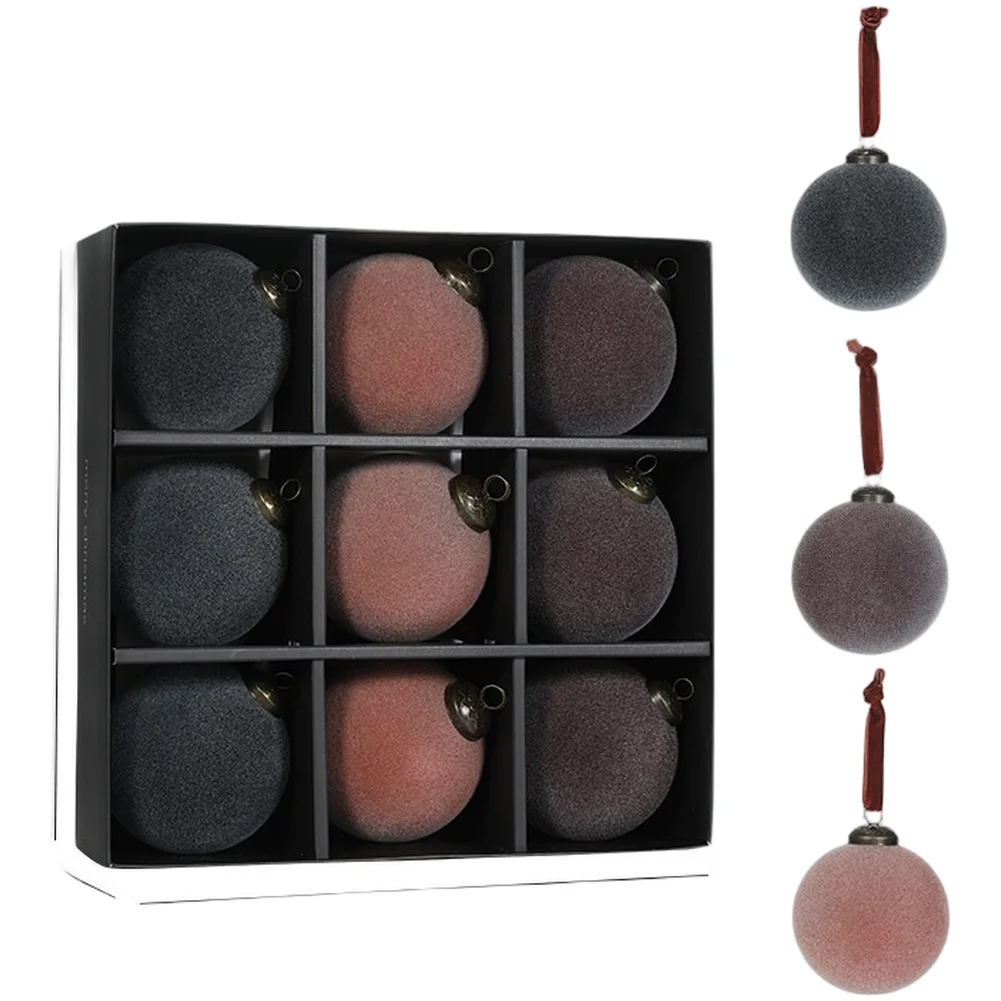 

Flocked Balls Christmas Ornaments 8cm Diameter Comprehensive Tree Decorating Multiple Decor Themes 25.5*25.5*8cm per Box