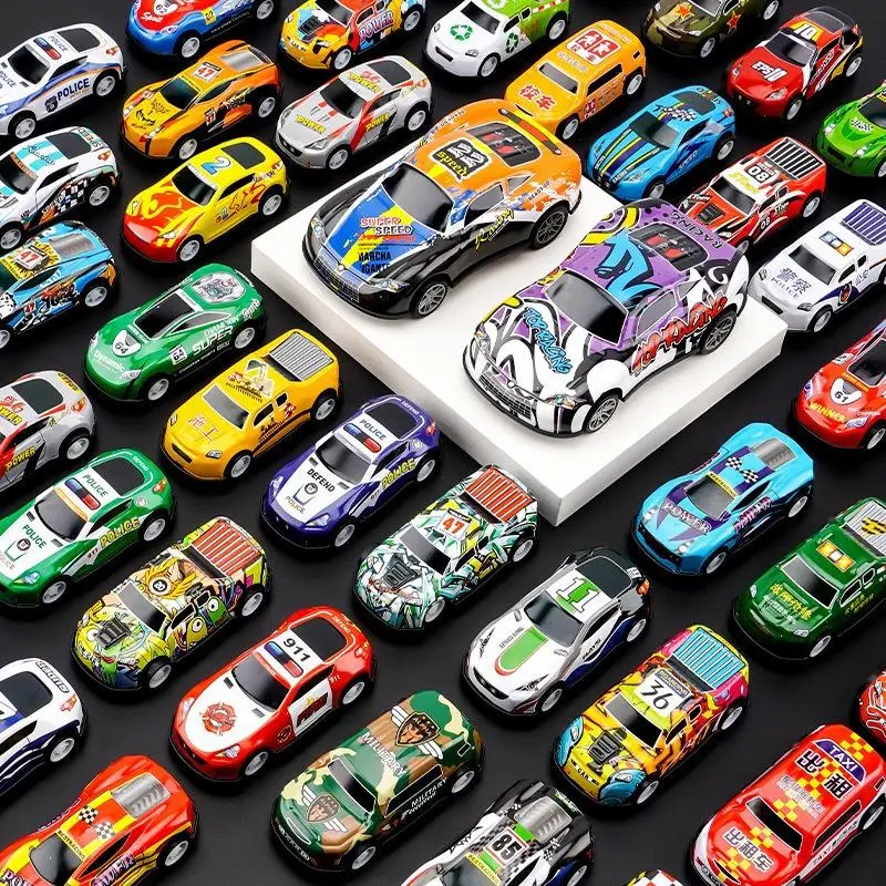 10/30/50Pcs Random Mini Alloy Car Model Diecast Cars Toys With Storage Box Christmas Gift For Kids Sliding Inertia