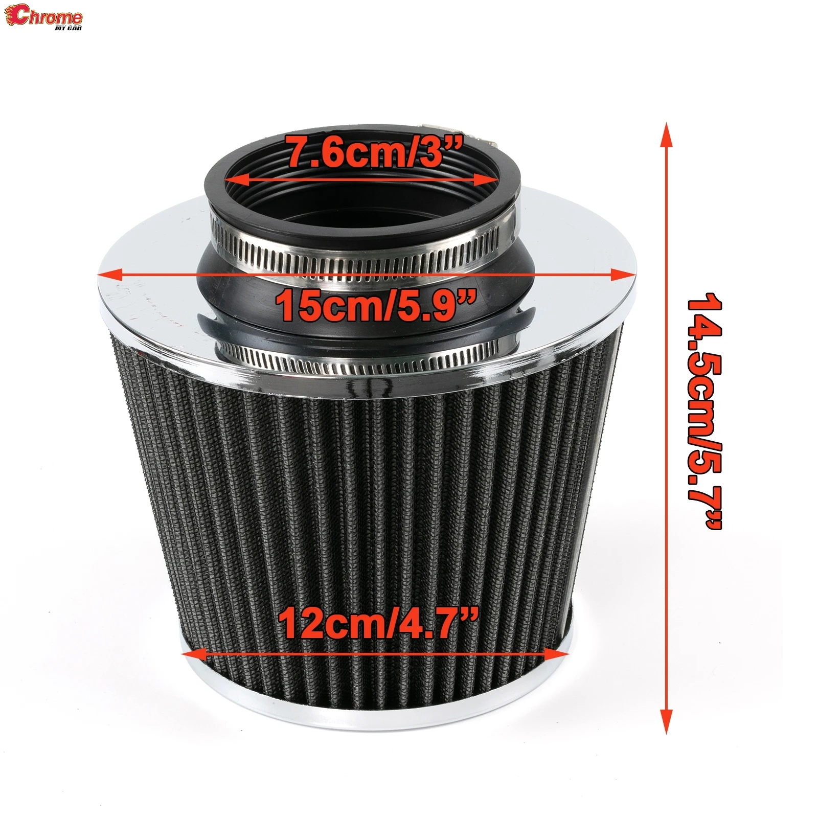 

3" 76mm Car Replacement Dry Air Filter High Flow Intake Filter Sport Power Mesh Cone Cold Air Induction Kit Car Accessories