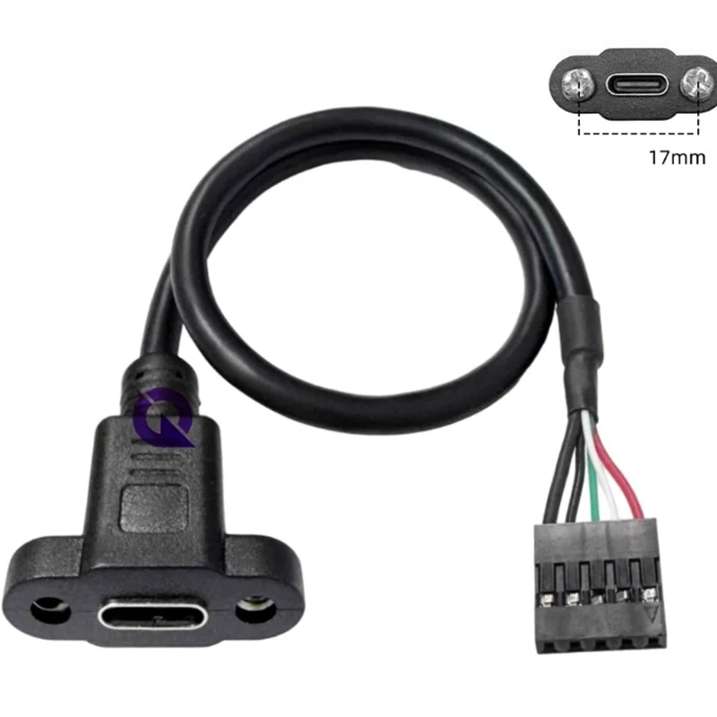 DuPont 5-pin to Type-C Female With Ear Adapter Cable 2.54 Terminal Motherboard 5-pin USB 2.0 Chassis Data Cable