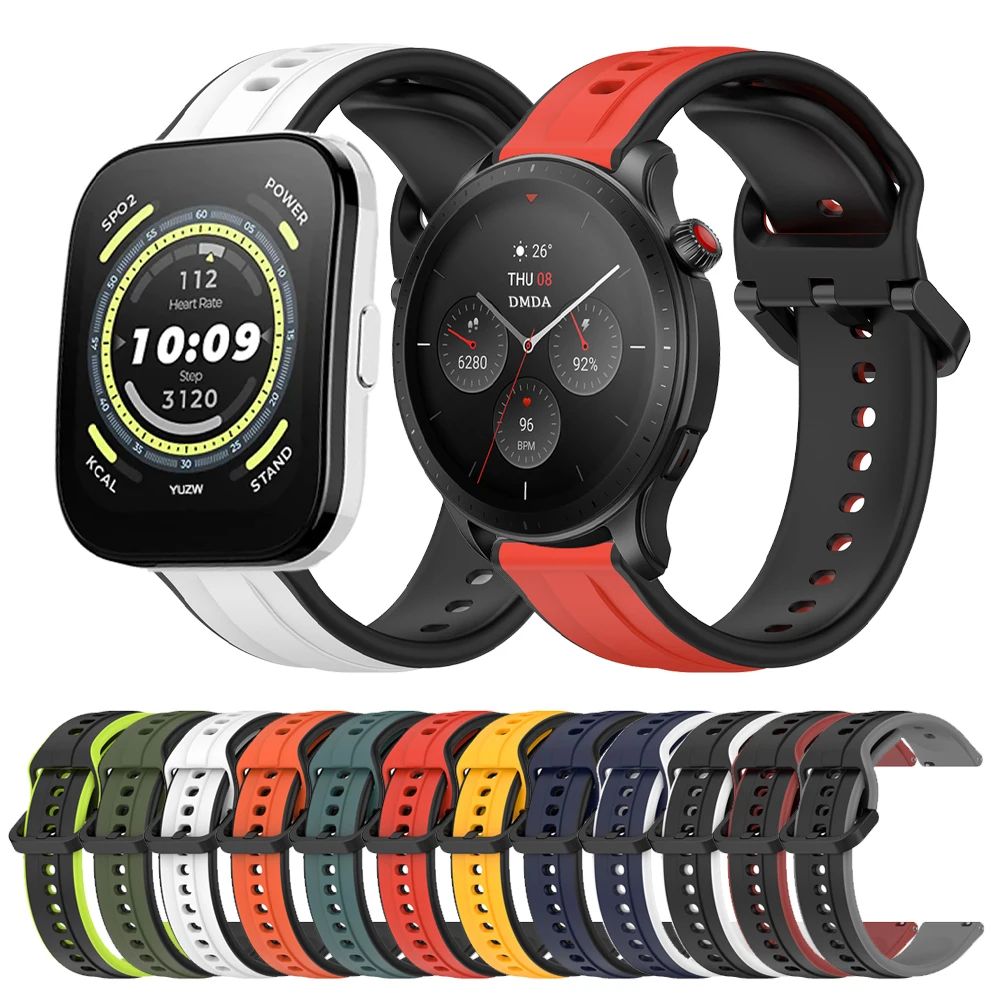 حزام سيليكون رياضي لهوامي أمازون فيت ، إكسسوارات سوار ، GTR 4 ، 3 برو ، 42 ، 47 ، GTS 4 ، 2 ميني ، 3 2e ، Bip U برو 5