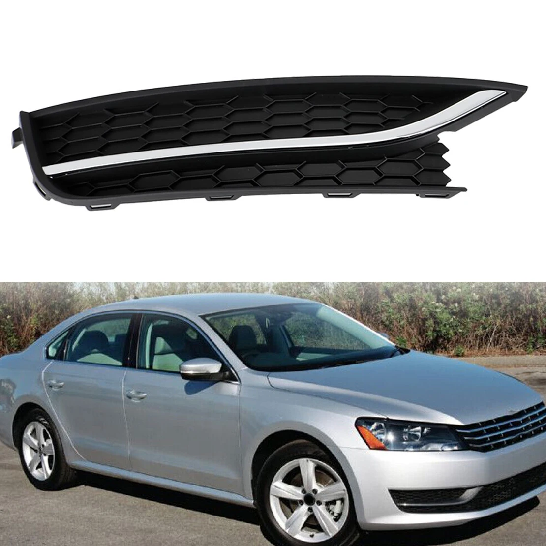 

561853666C Front Right Fog Light Grill Trim Cover without Hole ABS Fit for VW Passat 2012 2013 2014 2015