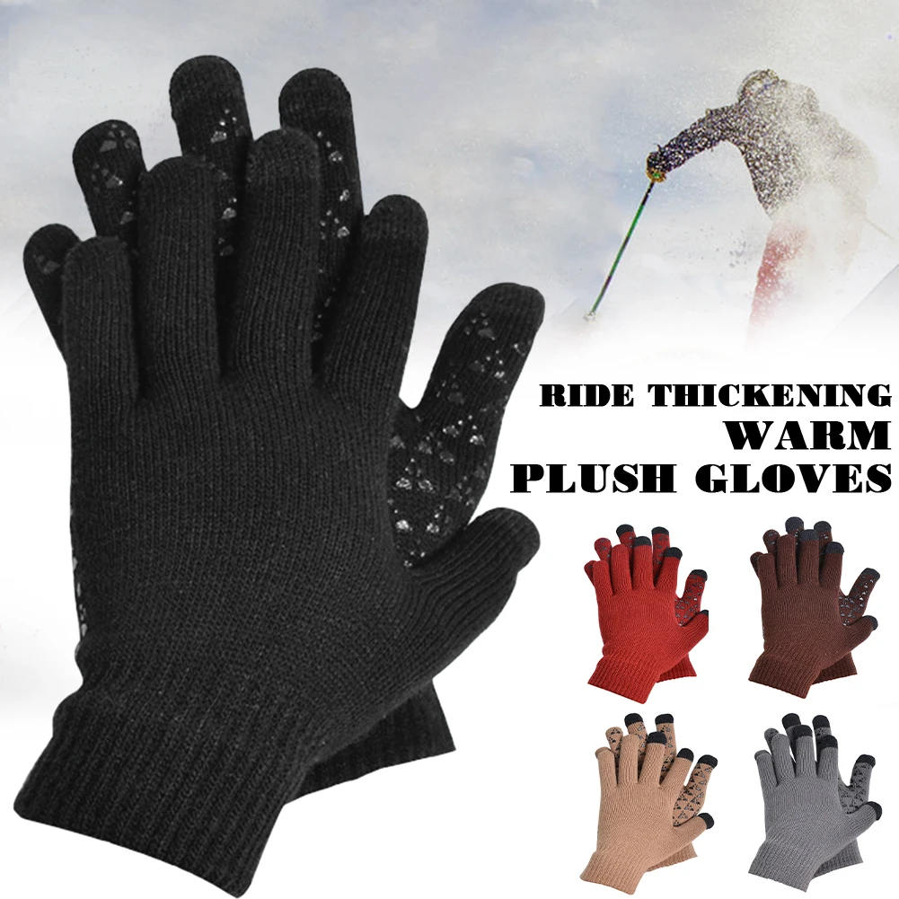 

Winter Thicken Touch Screen Knitted Gloves Wear-Resistance Thermal Gloves For Biking Cycling