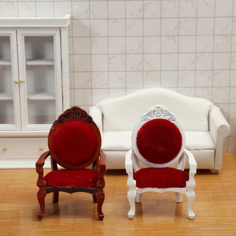 Dollhouse Mini Sofá Fezes Cadeira e Travesseiro, Modelo Móveis, Decoração Acessórios, 1:12, 1Pc