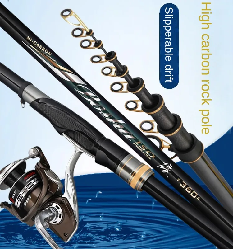 BOSHA-Ultralight Superhard Grande Guia Anel Rock Fishing Rod, Mão Mar, de dupla utilização, longa Rod Jogando, Carbono, 5 #, 3,6 m-7,2 m