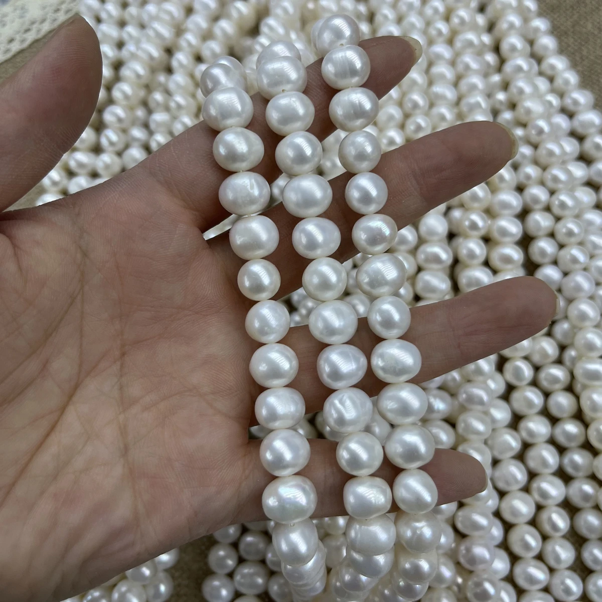 

Natural Freshwater Round Pearl Beads 5A 9-10mm Sparkle Jewelry Making DIY Supplies for Women Wedding Necklace Bracelet Accessori