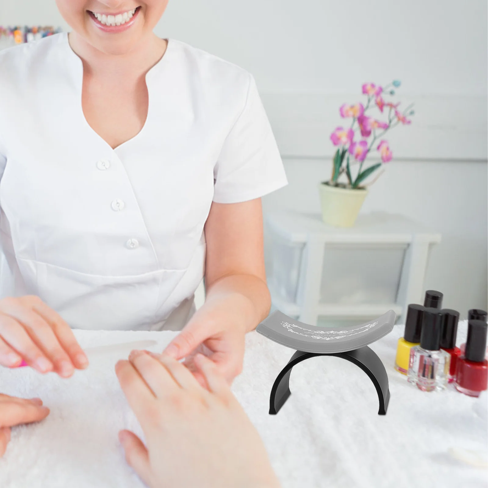 2 pezzi bracciolo per unghie in silicone cuscino per mani a forma di U cuscino per manicure supporto stabile forniture per nail art lavabili portatili