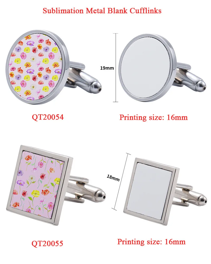 10pcs/Lot Square Circle Sublimation Cuff Links Wholesale Cuff Links Men Cufflinks for Dad Gifts