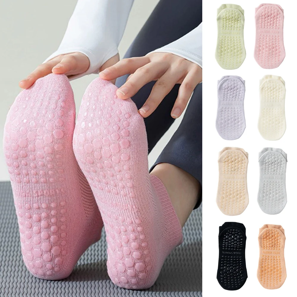 1pair Breathable Yoga Socks Mesh Women Boat Socks Summer Ankle Socks Running Hosiery Sports Solid Color Non-Slip Pilates Socks