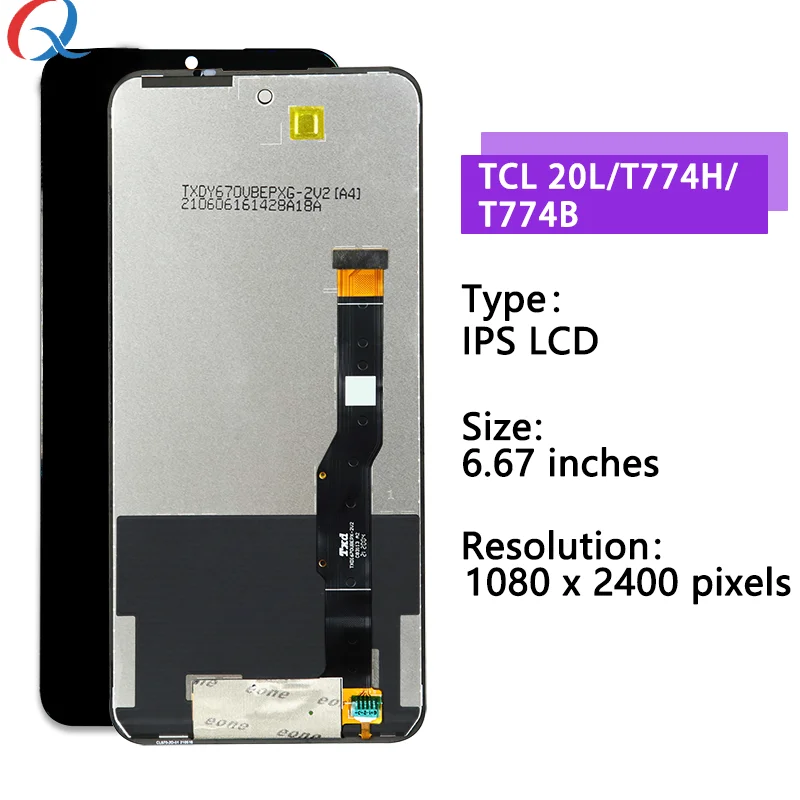 استبدال الشاشة لـ TCL 20L ، شاشة LCD ، تجميع محول الأرقام ، الهاتف المحمول ، الشاشة ، T774H ، T774B ، 20L