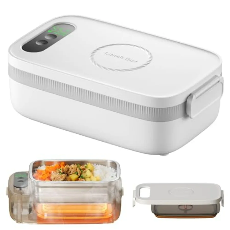 

Cordless Electric Lunch Box 14000mAh Rechargeable Heated Lunch Box 1L Portable Food Warmer with Timer Multi-Temp Settings for O